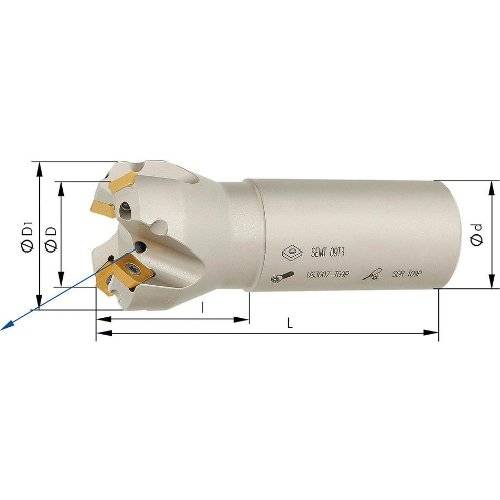 IHTec Schaftfräser 45° mit Innenkühlung Drm. 20 mm Z 2