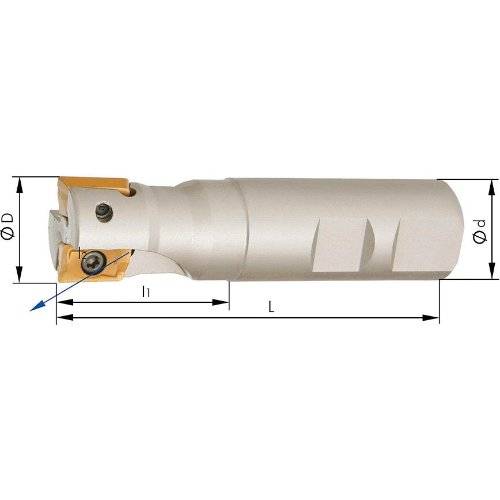 IHTec Schaftfräser 90 ° mit Innenkühlung D 25 mm Z 2 für APKT16