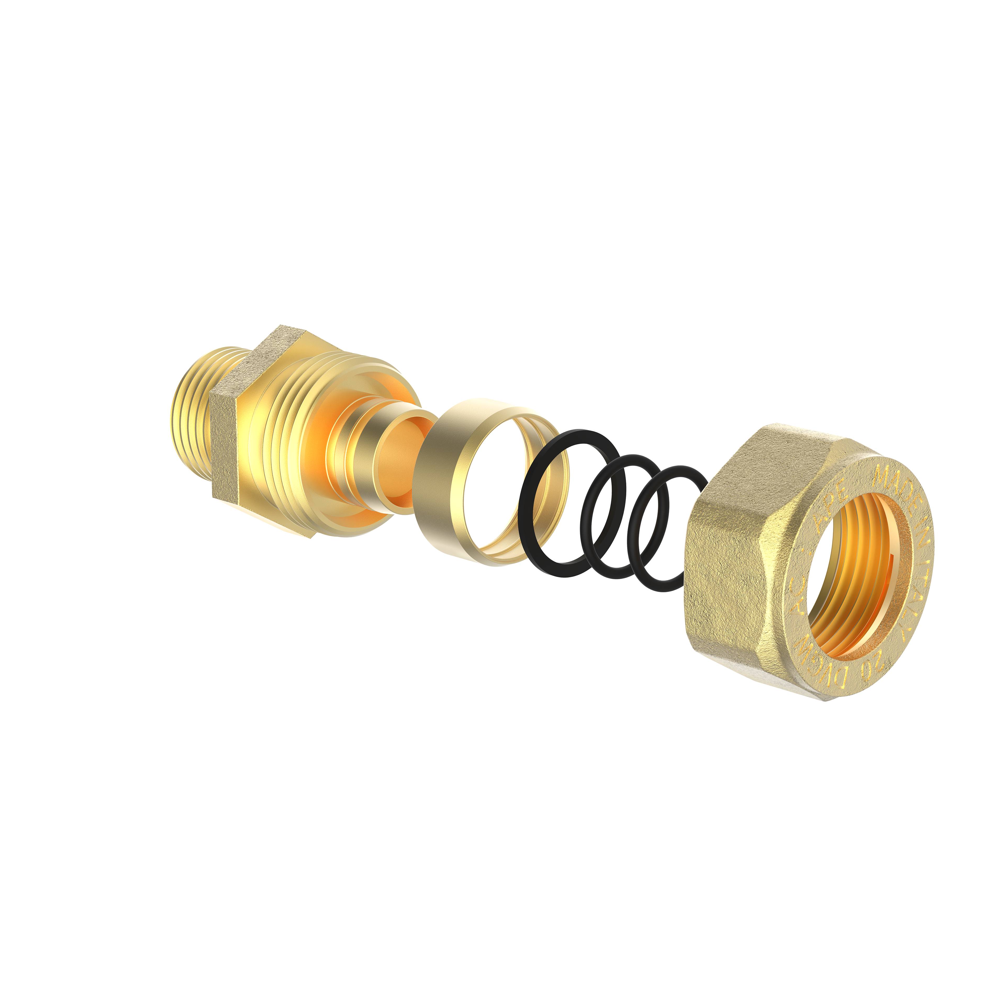 MS Übergangsstück, blank, 20 mm x 3/4"AG, Klemmfitting für MSVR