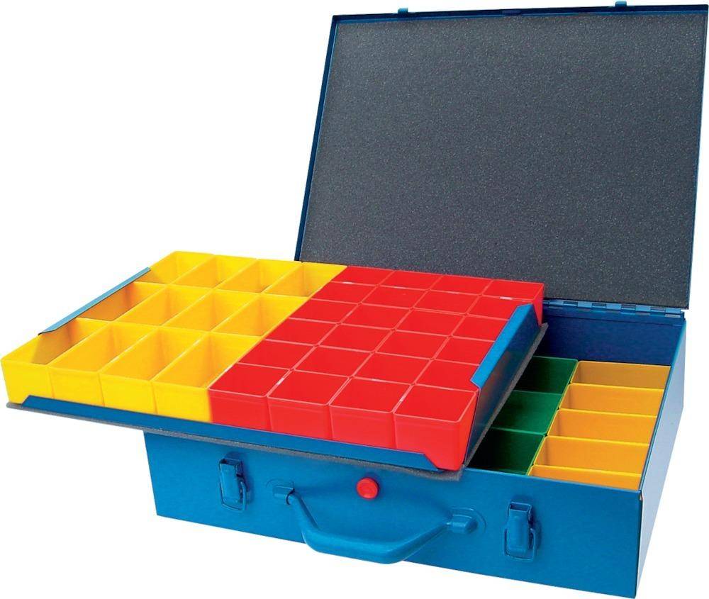 Metall-Sortimentskasten B440xT330xH100 mm mit 48 Boxen