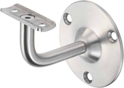 Wandmontiertes Metallhandlaufhalter mit runder Grundplatte und flacher oberer Befestigungsplatte