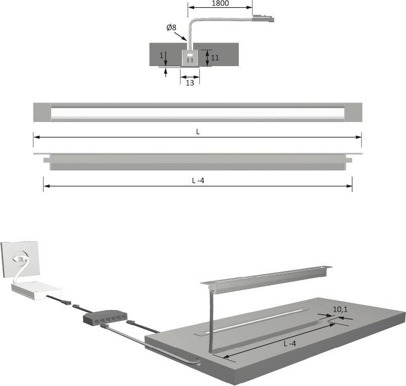 FineLite NE nw 12VDC 8.4W850mm, LTG. 1.8m LTG, M1