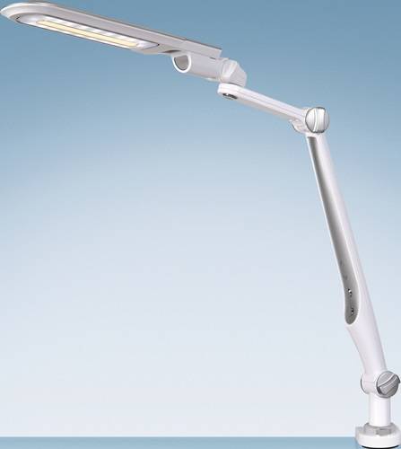styro G. m. b. H. Ablage-Systeme Schreibtischleuchte LED Multifl.ABS,Eisen,PS weiß/silber H600mm Standfuß+Klemme 41-5010