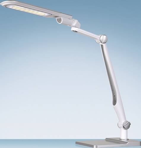 styro G. m. b. H. Ablage-Systeme Schreibtischleuchte LED Multifl.ABS,Eisen,PS weiß/silber H600mm Standfuß+Klemme 41-5010