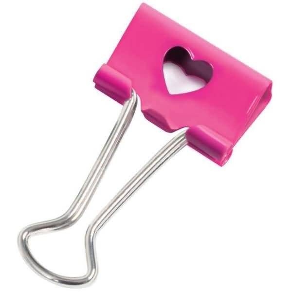 Foldback-Klammern 32mm pink mit Herz VE=20 Stück