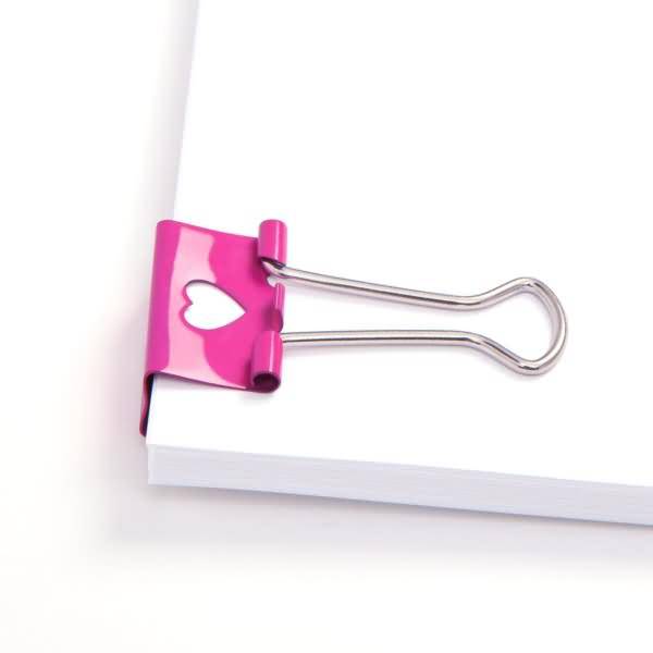 Foldback-Klammern 32mm pink mit Herz VE=20 Stück