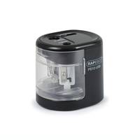 Rapesco PS12-USB, Elektrischer Bleistiftspitzer, Schwarz, Transparent, 1,2 cm, 6 mm, Beidhändig, Batterie / USB