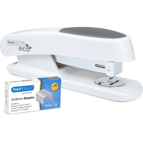 Heftgerät Eco Sting Ray mit Heftklammern soft weiß