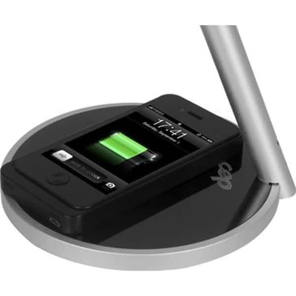 LED-Büroleuchte mit kabelloser QI-Ladestation Smart CLED-0117 metallgrau