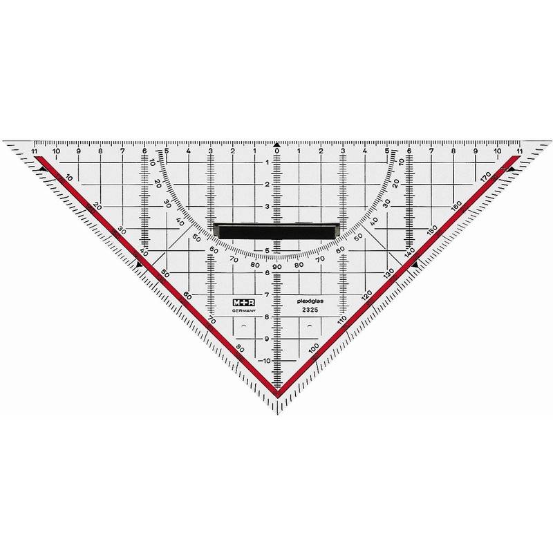 M+R Geometriedreieck, Acrylglas, Hypotenuse: 230mm, glasklar
