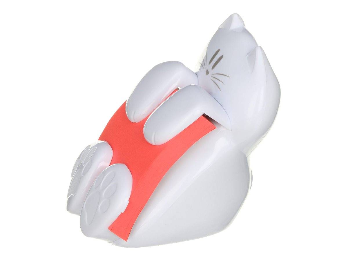 Weiße schlafende Katzenfigur, in eine rote Decke gewickelt, auf weißem Hintergrund dargestellt.