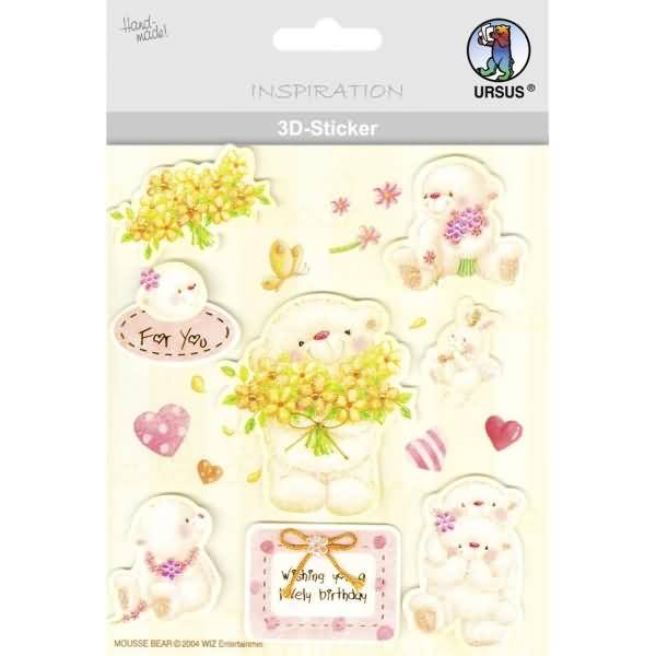 3D-Sticker Motiv 10 - Blumen/Bärchen