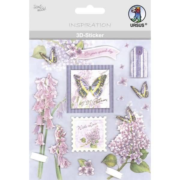 3D-Sticker Motiv 29 - Schmetterlinge/Blüten