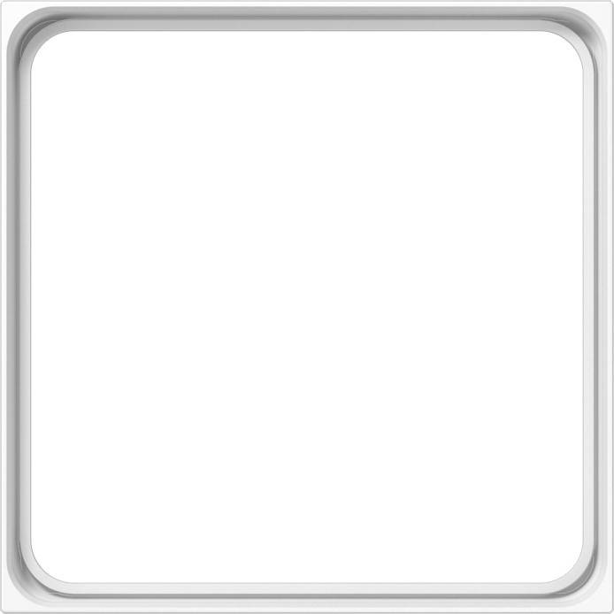 Ein schlichtes weißes Quadrat mit einem dezenten Schatten, das einem minimalistischen Gestaltungselement oder einem dekorativen Rahmen mit abgerundeten Ecken ähnelt.