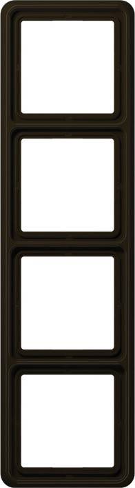 Ein dunkler brauner Doppelrahmen mit zwei leeren rechteckigen Flächen, eine über der anderen, vor einem weißen Hintergrund.
