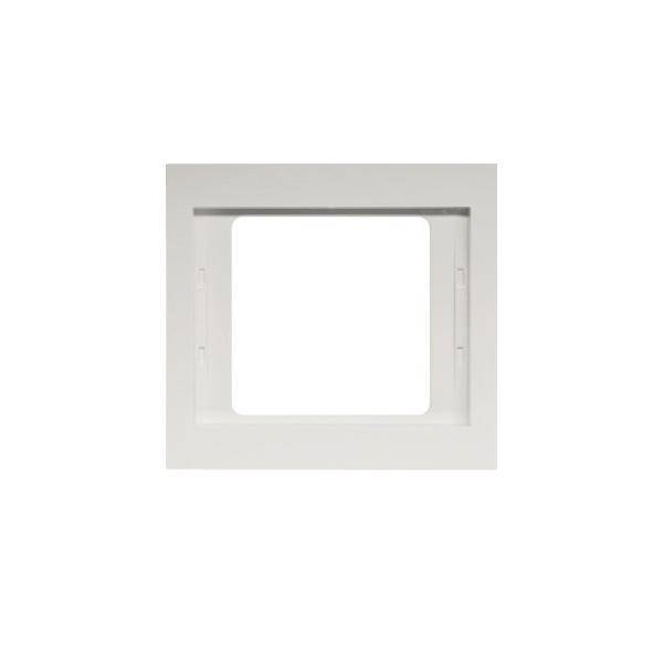 Ein weißer, quadratischer Rahmen mit einer offenen Mitte, geeignet zum Aufhängen eines Bildes oder Kunstwerks, mit einem schlichten und modernen Design.