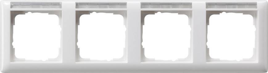 Eine weiße Doppelschalterblende mit zwei rechteckigen Öffnungen, ausgelegt zur Montage über elektrischen Schaltern oder Steckdosen.