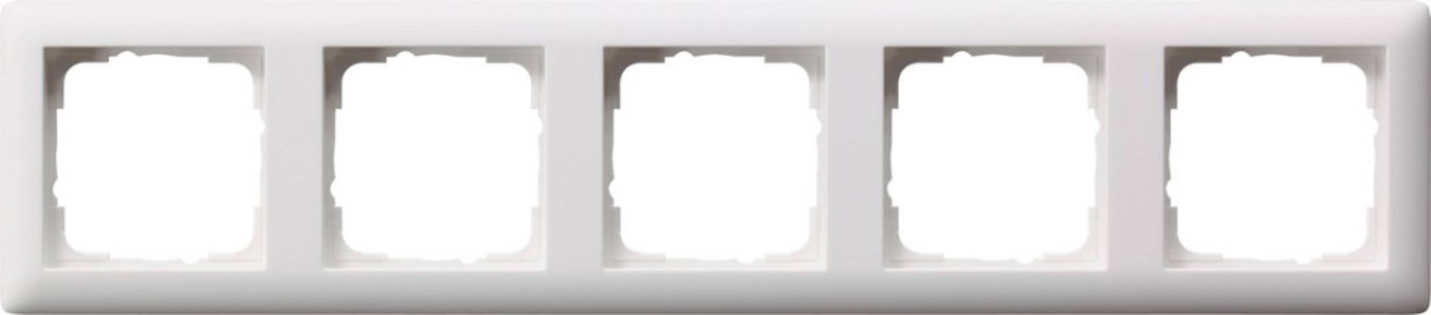 Eine Reihe von fünf leeren weißen Panels mit abgerundeten Ecken auf hellgrauem Hintergrund, ähnlich wie leere Platzhalter oder Schaltflächen.