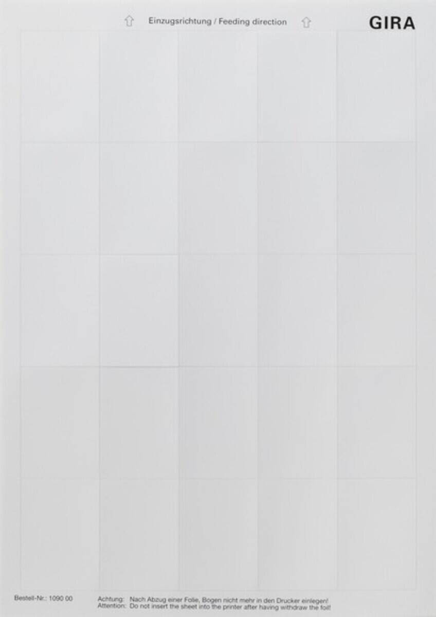 Gira Beschriftungsbogen 109000