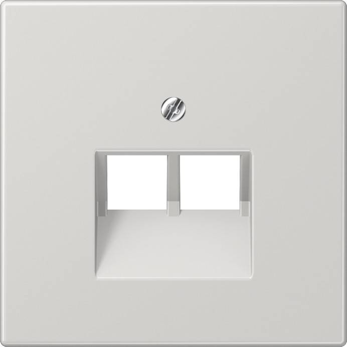 Eine weiße Wanddose mit zwei Anschlüssen, ausgestattet mit zwei leeren rechteckigen Öffnungen und einer zentralen Schraube oben zum Befestigen.