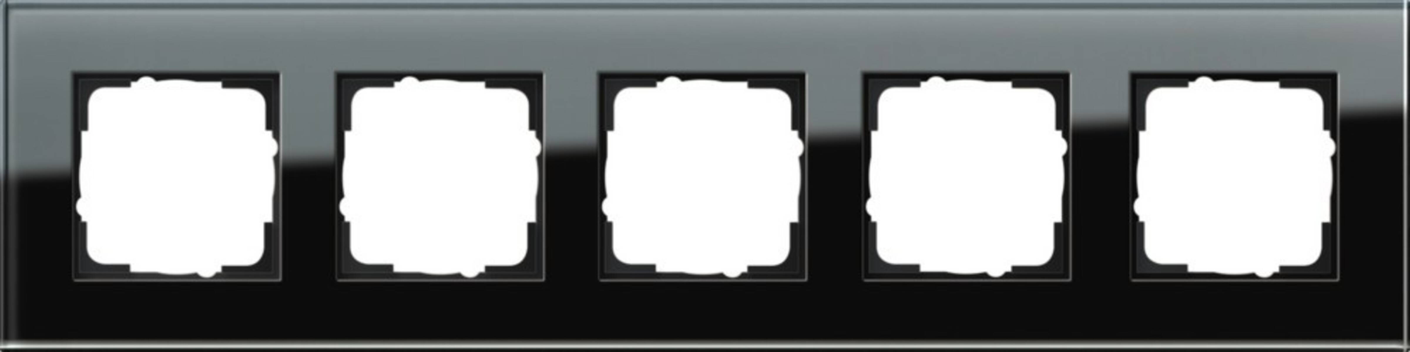 Eine Reihe von fünf leeren weißen quadratischen Platzhaltern auf einer grauen Leiste, die leeren Schaltflächen oder Symbolen ähnelt.