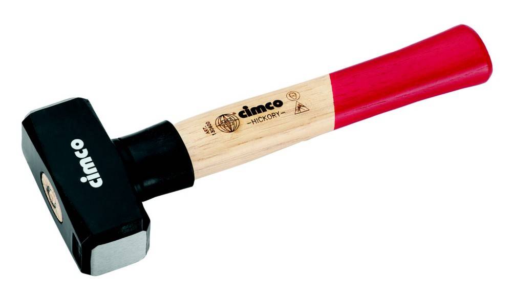 Ein Hammer mit einem Holzgriff, der mit 