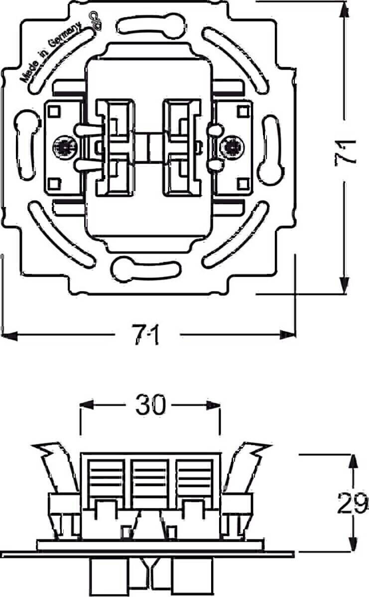 Busch-Jaeger Wippschaltereinsatz 2000/6/6 US-101