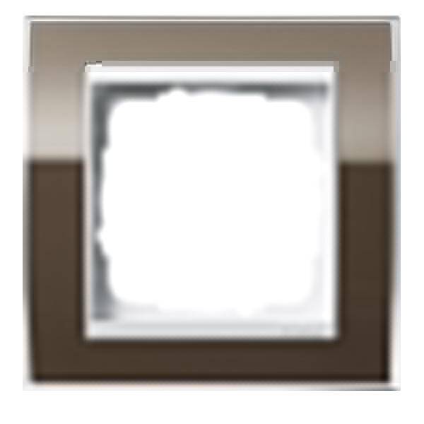 Ein leeres weißes Quadrat, das in einem grau- und braungerahmten Symbol zentriert ist.