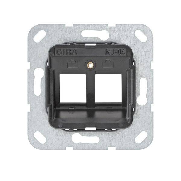 Metallwandhalterung mit zwei rechteckigen Schlitzen und der Aufschrift „GIRA MJ-04