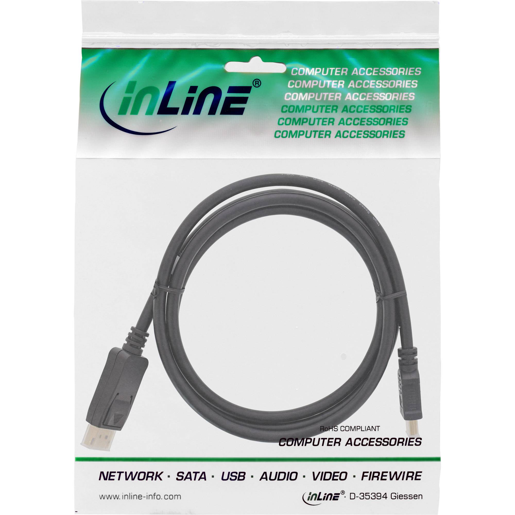INLINE - DisplayPort zu HDMI Konverter Kabel - schwarz - 0,3m