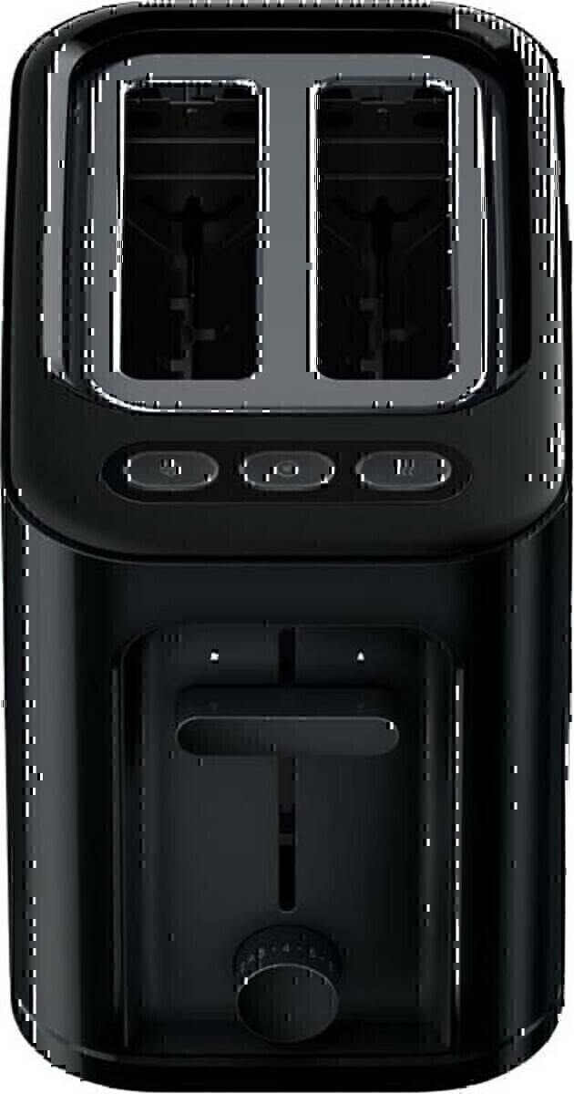 Ein schwarzes elektronisches Gerät mit einem Bildschirm und drei Tasten darunter.