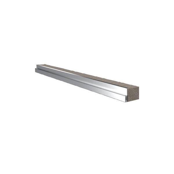 Ein Balken aus Metall und Holz, rechteckig geformt, vor einem weißen Hintergrund.