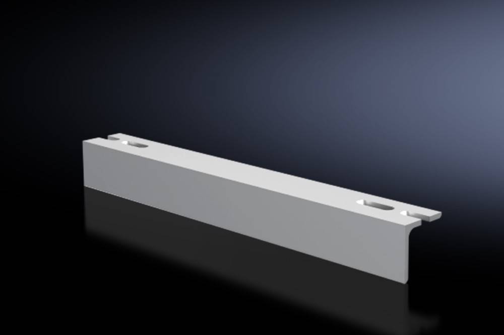 Ein rechteckiger Metallträger mit zwei kreisförmigen Löchern an der Oberseite wird vor einem dunklen Verlaufshintergrund präsentiert.