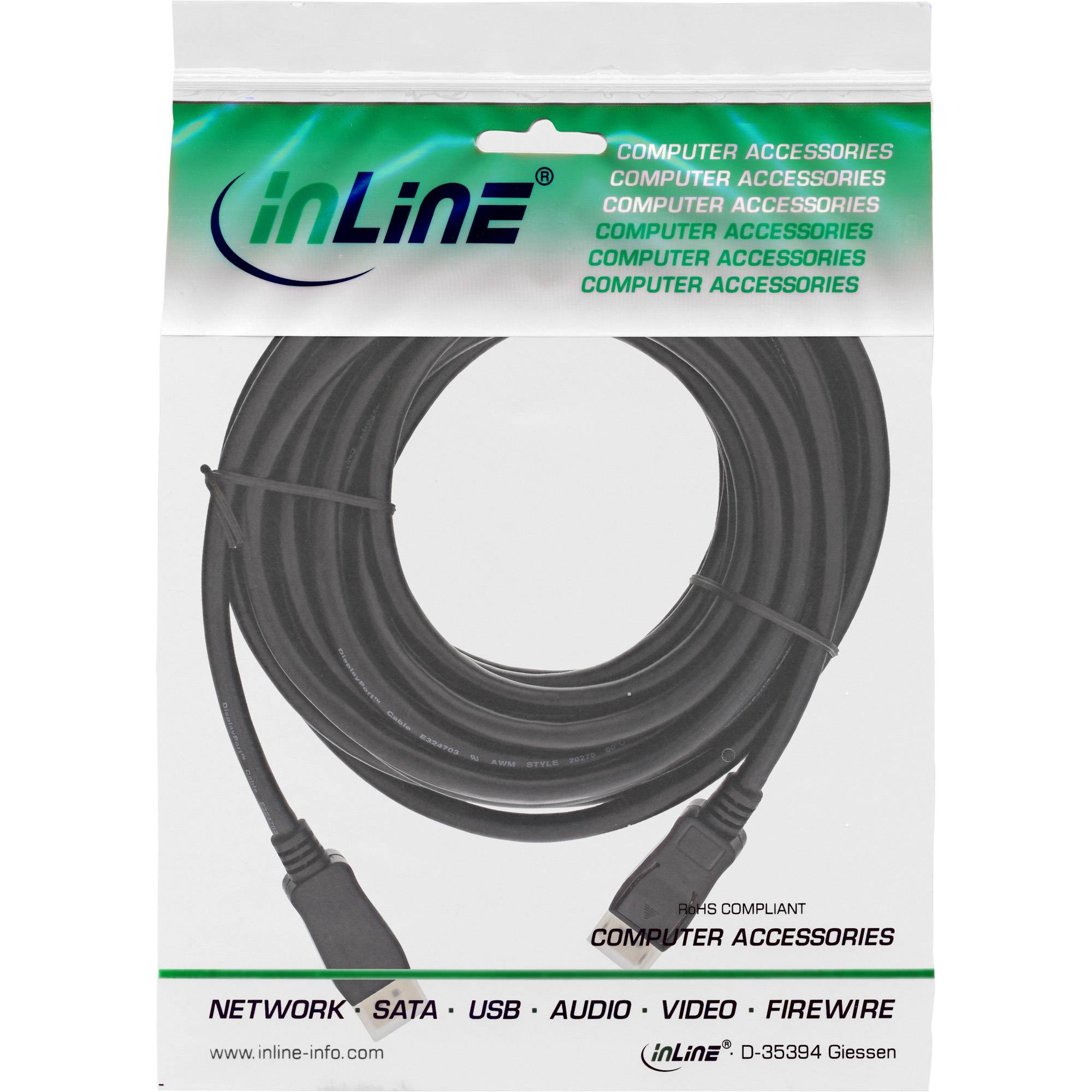 INLINE - DisplayPort Kabel - schwarz - vergoldete Kontakte - 10m