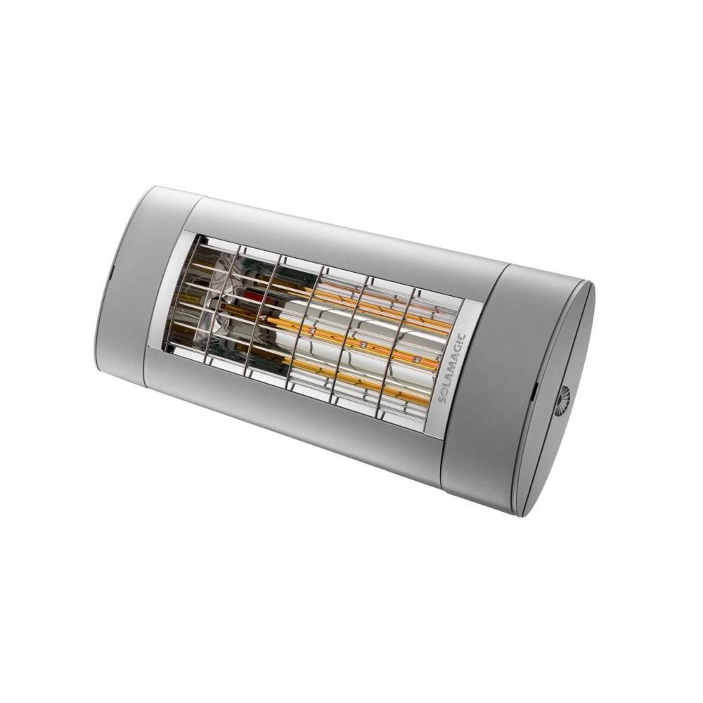 Eine zylindrische silberne Sunmagic-Insektenfalle mit Gitterdesign, die verwendet wird, um fliegende Insekten in Innenräumen anzulocken und zu fangen.