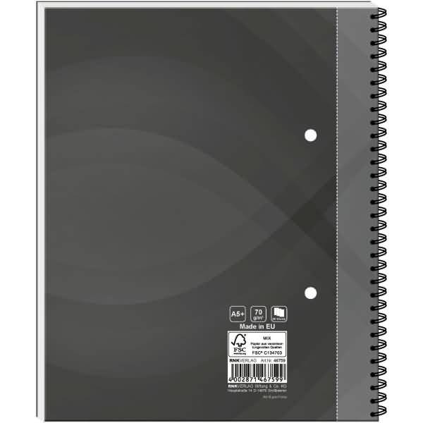 Spiral-Notizbuch A5 -notes carbon black- kariert 96 Blatt