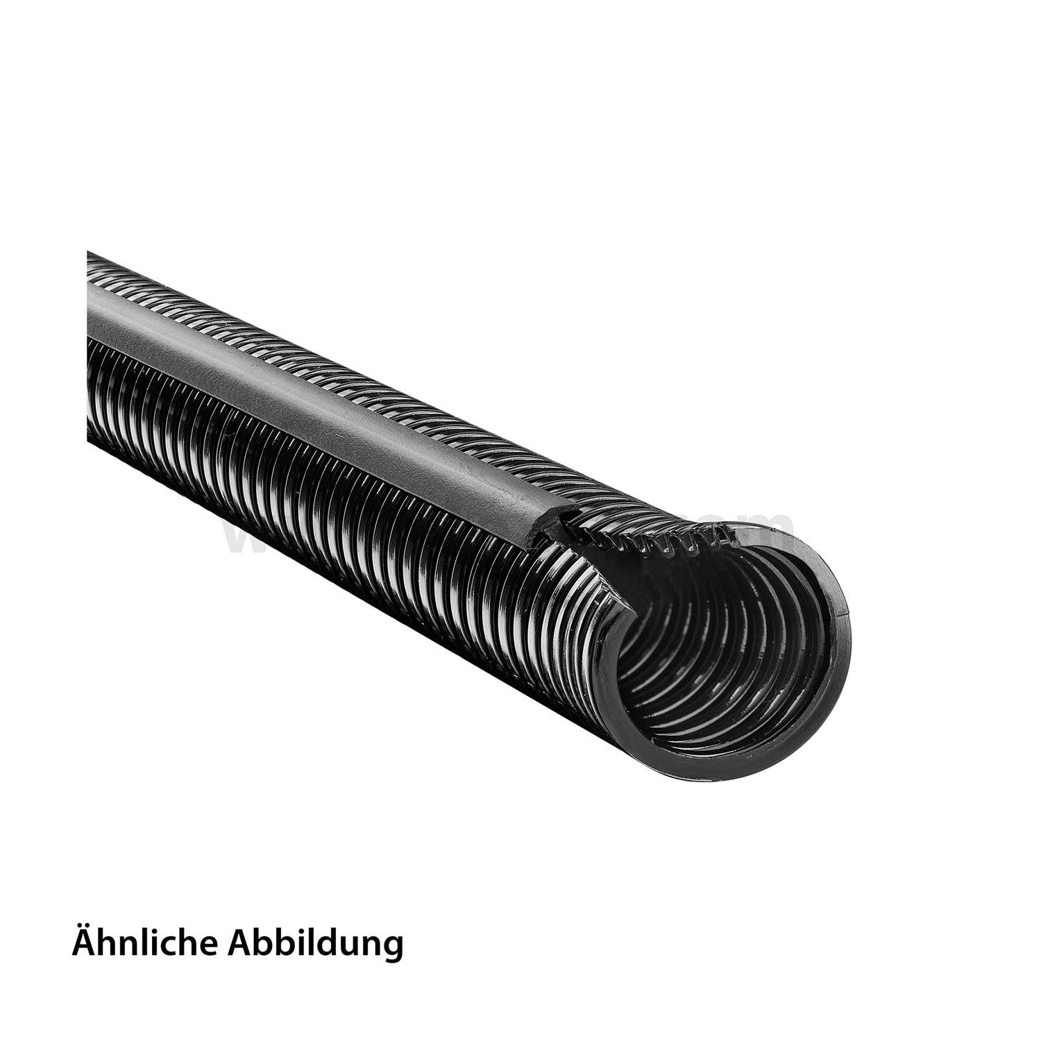 FLEXA Komplettset Wellschlauch / Wellrohr Polyamid PA6 geschlitzt - FZIP-K 21, AD 21,2mm, ID 16,5mm schmales Profil,