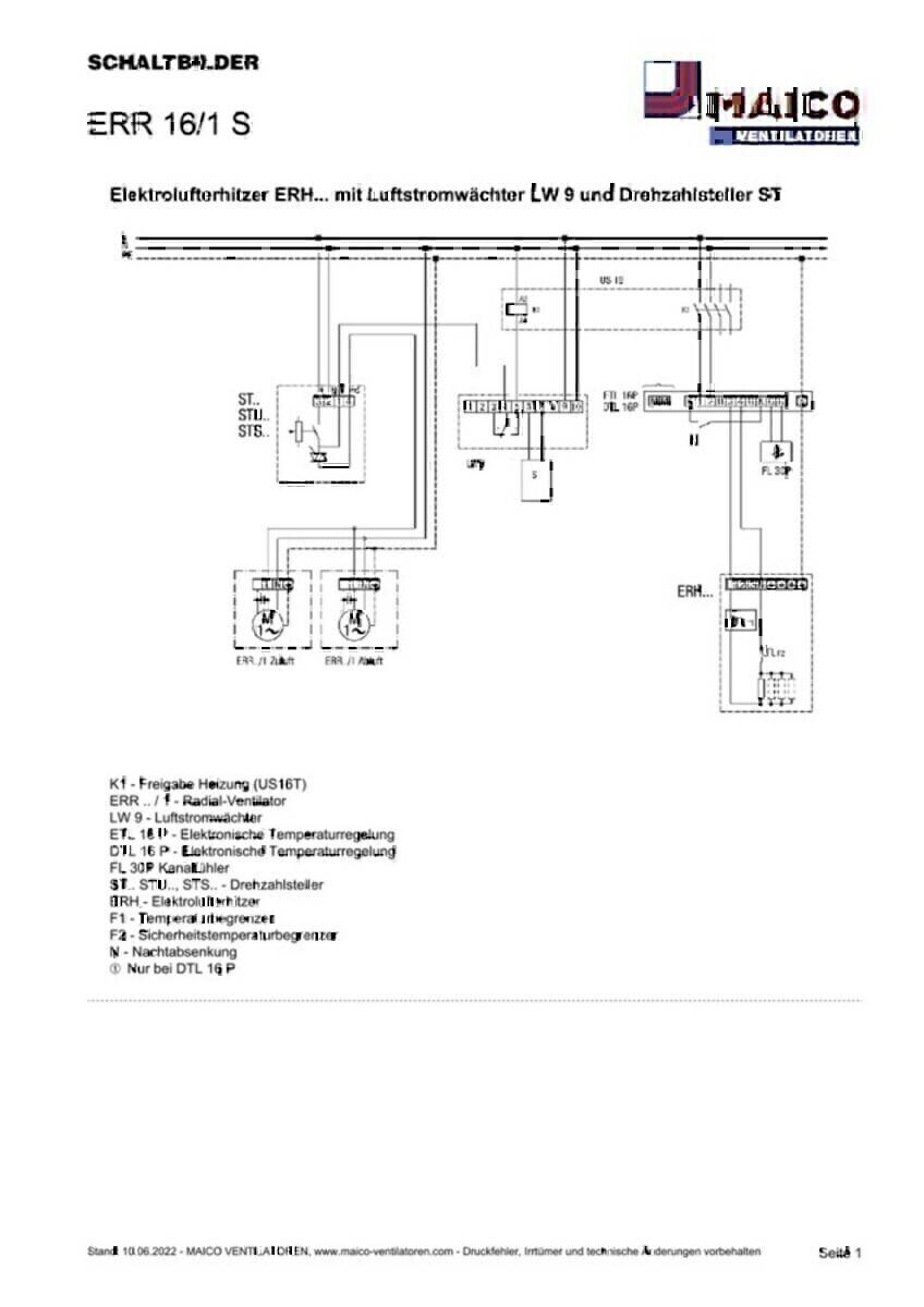 Schaltplan einer elektrischen Anlage mit Verbindungen zwischen Komponenten wie Relais, Sensoren, Steuergeräten und Heizgeräten. Beschriftungen identifizieren die einzelnen Teile.