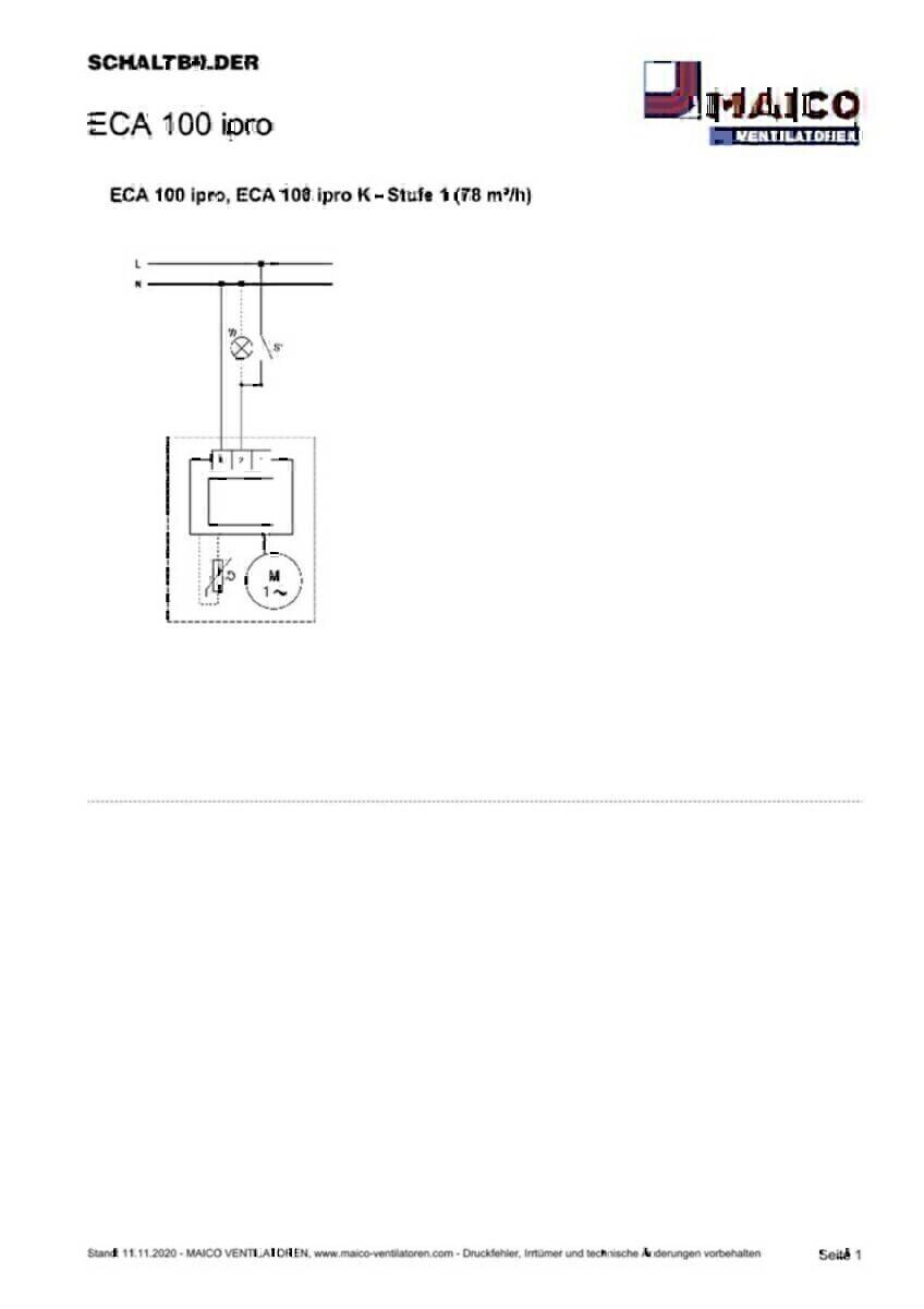 Elektrische Schaltkreiszeichnung, die einen Schalter zeigt, der mit einem Widerstand, einer Glühbirne und einem Motor verbunden ist, beschriftet mit 'ECA 100 ipro'.