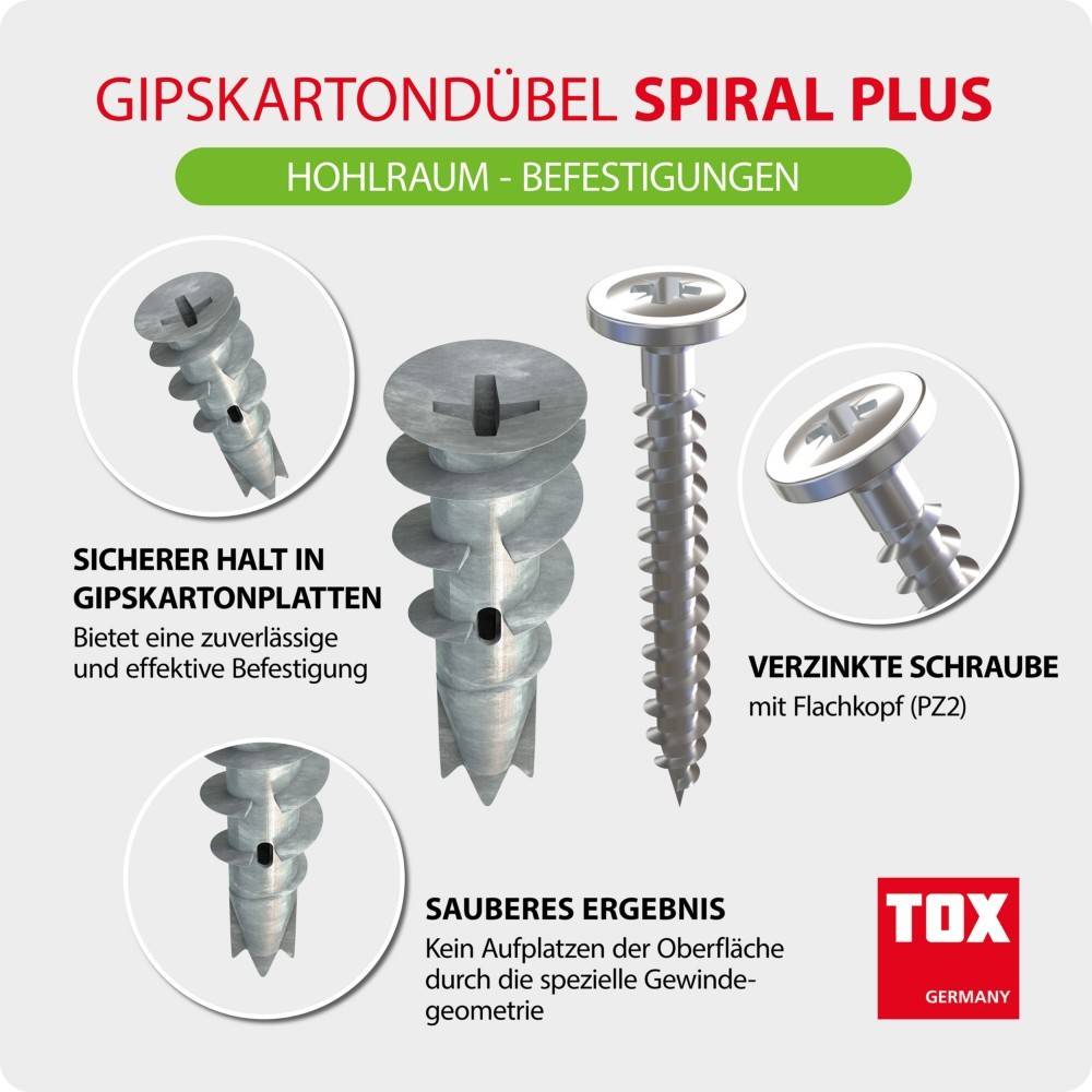TOX-Dübel-Techn. Gipskartondübel SpiralPlus 37-2 + Schraube KT