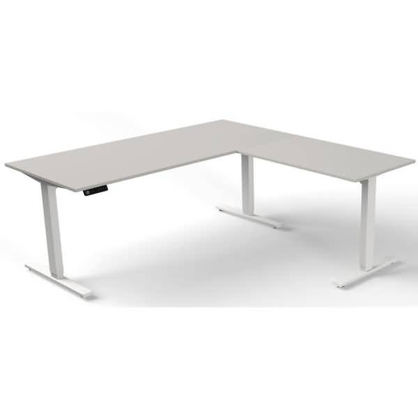 Sitz-/Stehtisch Move 3 elektr. höhenverstellbar 180x80cm + Anbautisch lichtgrau