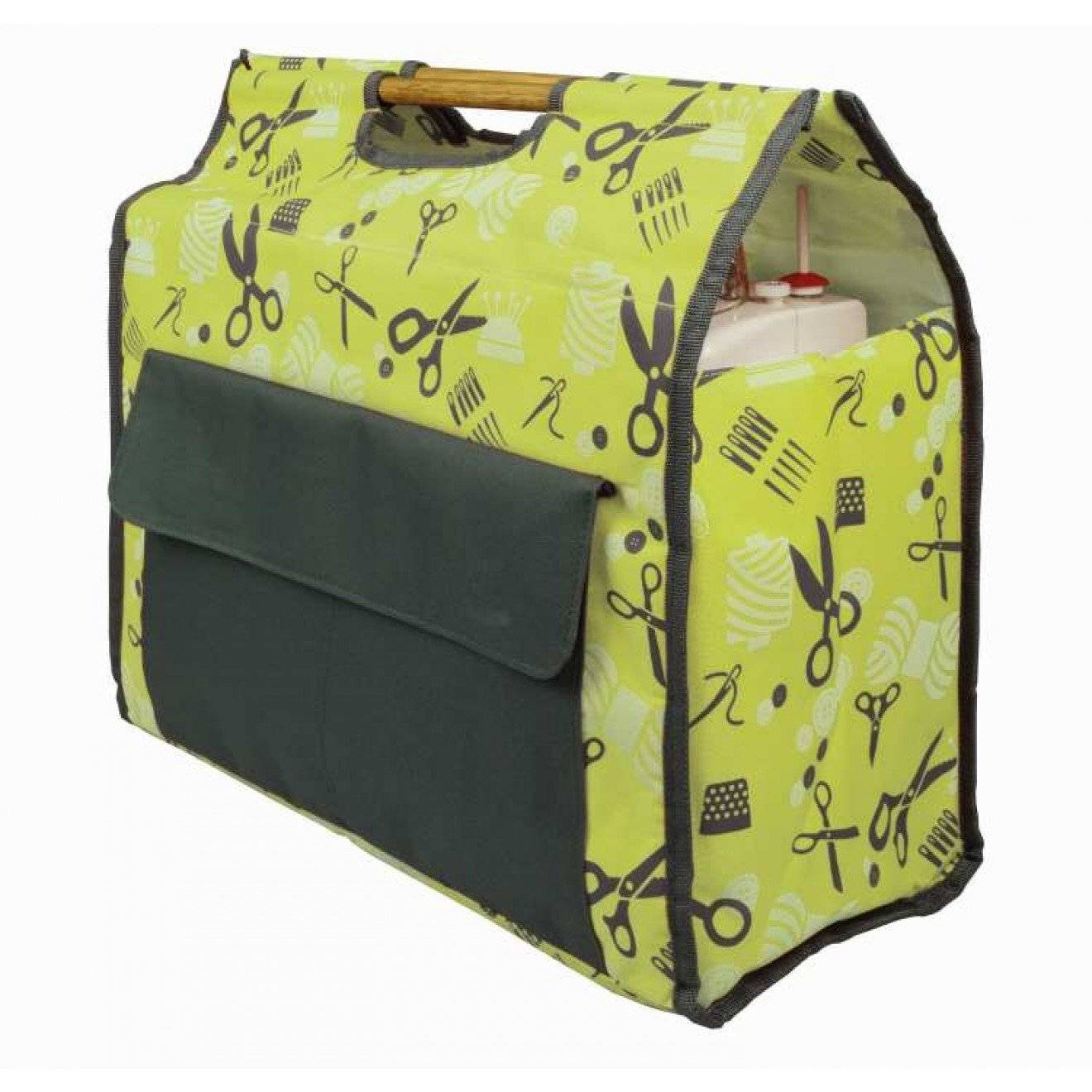 Nähmaschinentasche mit Holzgriff 43x41x21 cm orange