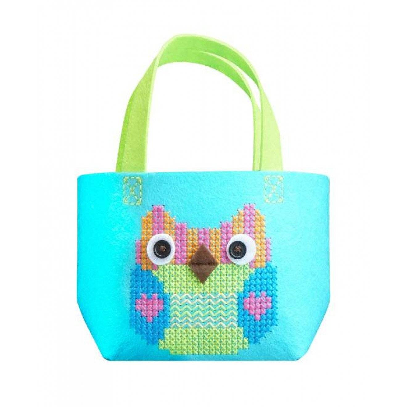 Filztasche-Set Kreuzstich Eule Tasche ca.15x26x9 cm