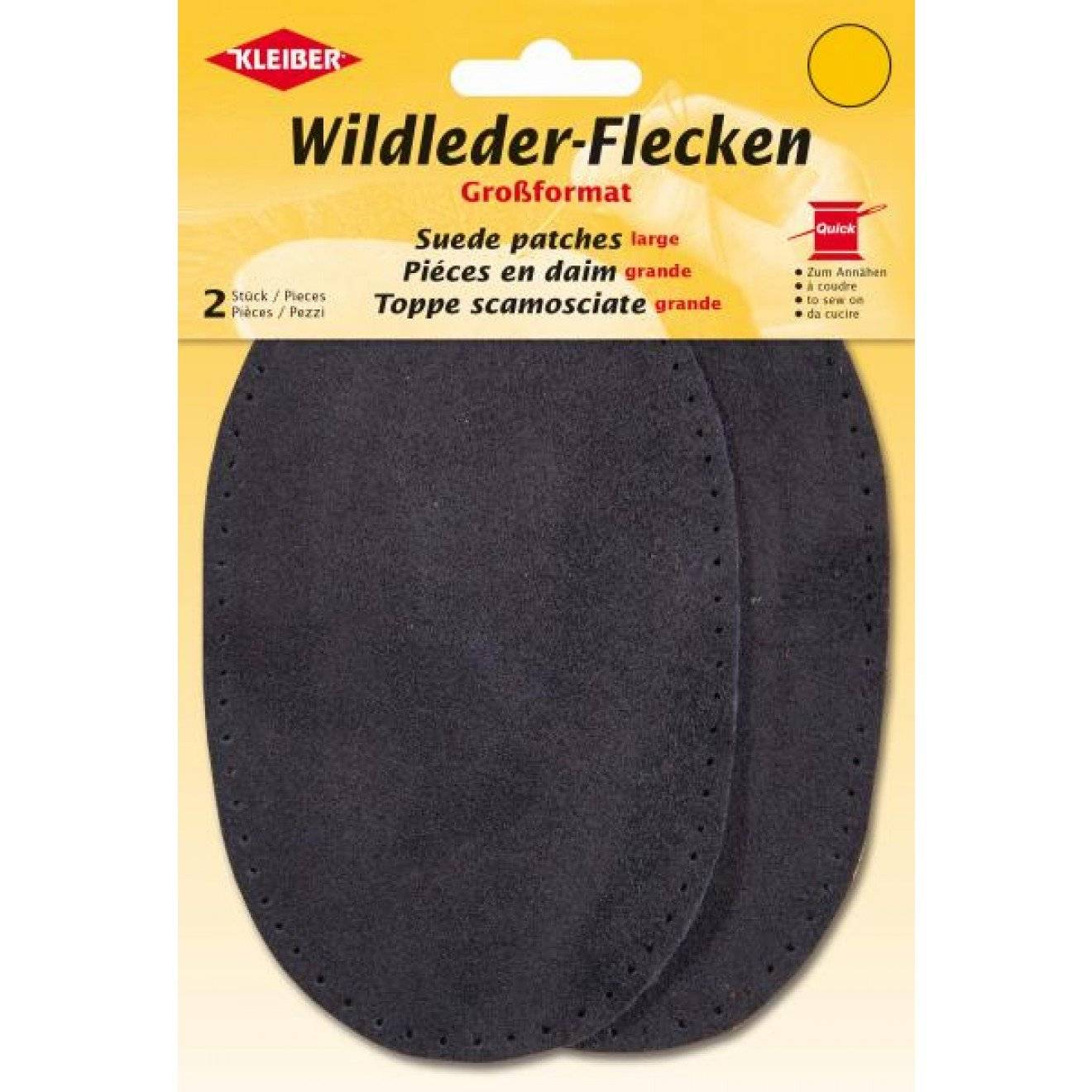 Wildlederflecken groß zum Annähen ca. 15,5x10 cm 03 schwarz 2 St