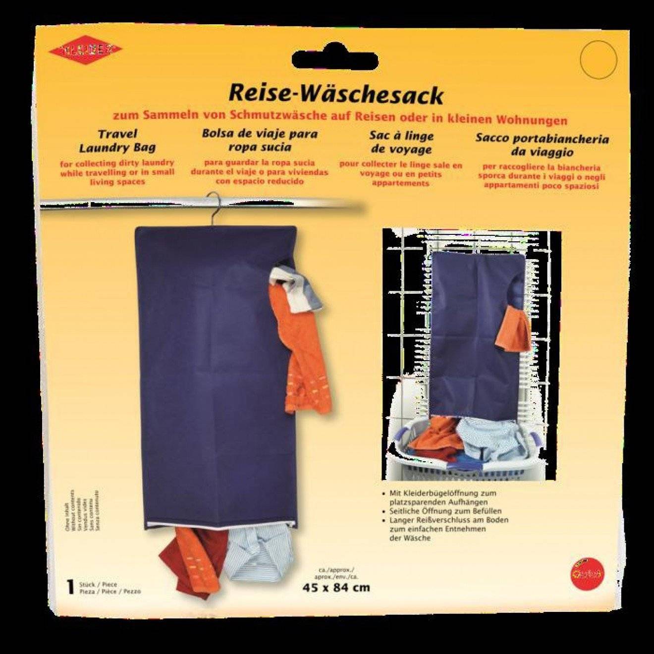 Wäschesack mit Reißverschluss ca. 45x84 cm blau