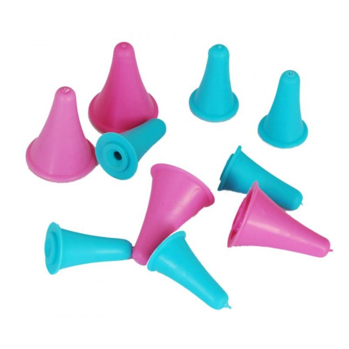 Spitzenschoner 2x blau, 2x pink 4 St