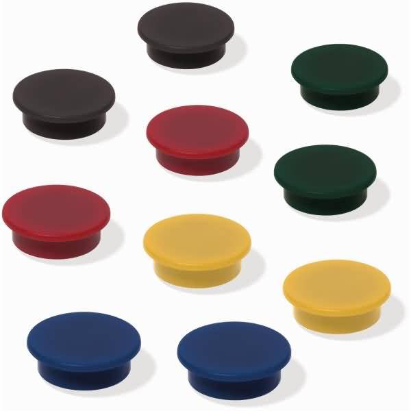 Magnet für agiles Whiteboard Ferrit sw rot gelb grün blau DM 25mm 10 Stück