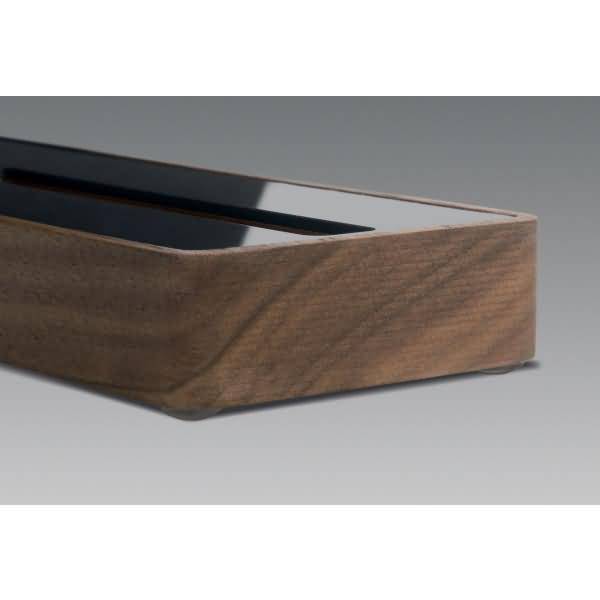 Visitenkarten-Aufsteller Walnuss Holz/Acryl 60 Karten max. 90x60mm