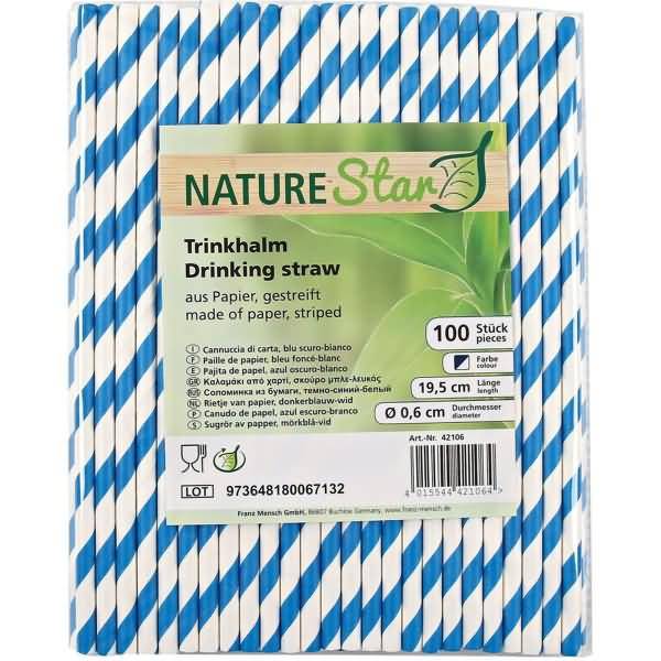 Papier-Trinkhalme 6x197mm VE=100 Stück dunkelblau-weiß