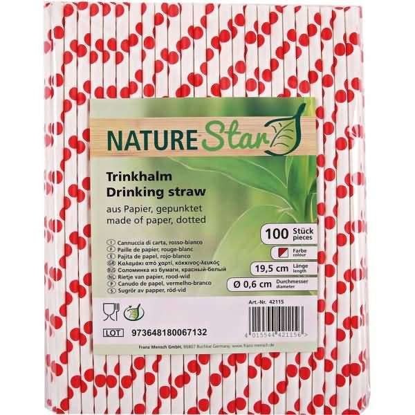 Papier-Trinkhalme 6x197mm VE=100 Stück rot-weiß